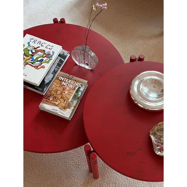 Punane ümmargune kohvilaud ø 80 cm Sticks - Karup Design-image-4