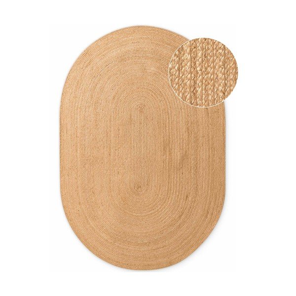 Kahepoolne/käsitsi kootud džuudist vaip naturaalses värvitoonis 160x230 cm Braided - Hanse Home