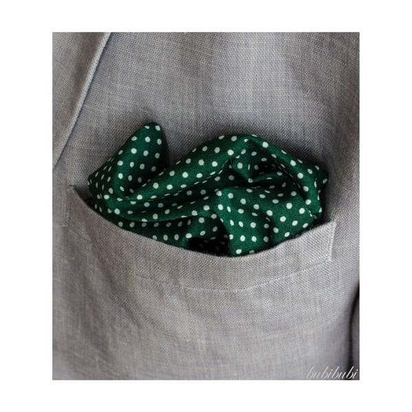 Zelený kapesníček do saka s bílými puntíky