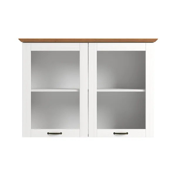 Valge/merevaigukollane rippuv männipuidust vitriinkapp 105x80x35 cm Teramo - Støraa