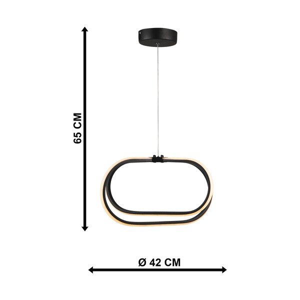 Must metallist LED rippvalgusti ø 42 cm Loca - Squid Lighting-image-3