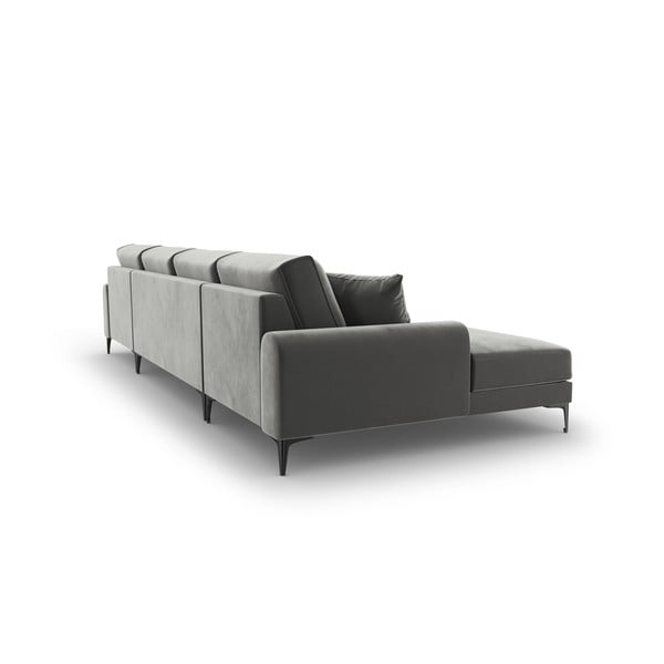 Helehall sametist U-kujuline diivan Madara - Mazzini Sofas-image-3