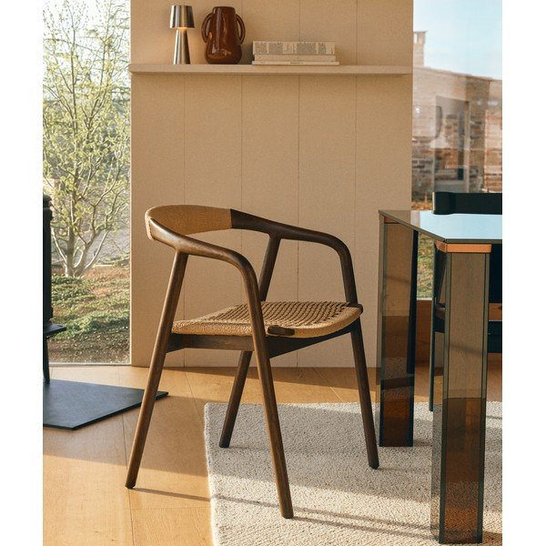 Söögitoolid käetugedega tumedas naturaalses värvitoonis Derile - Kave Home-image-2