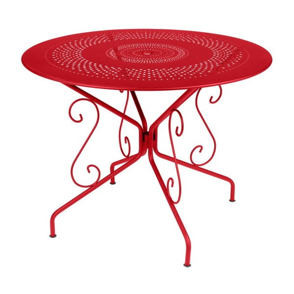 Sytě červený kovový stůl Fermob Montmartre, Ø 96 cm
