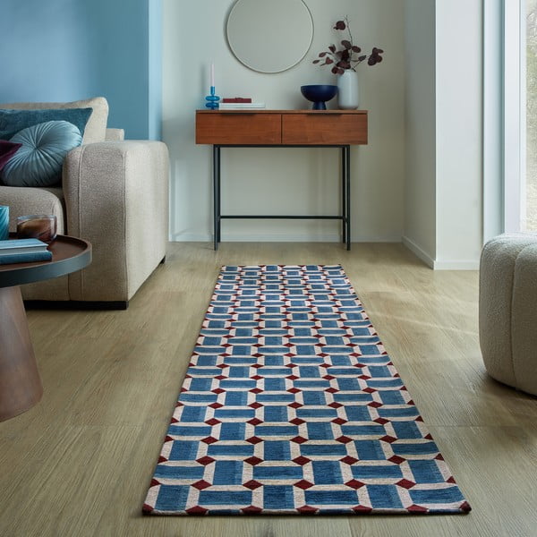 Sinine koridorivaip 60x230 cm Lennox Geometric - Flair Rugs-image-1
