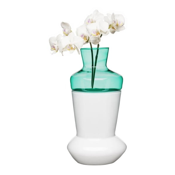 Dvojdílná bílo-tyrkysová váza Sagaform Duo