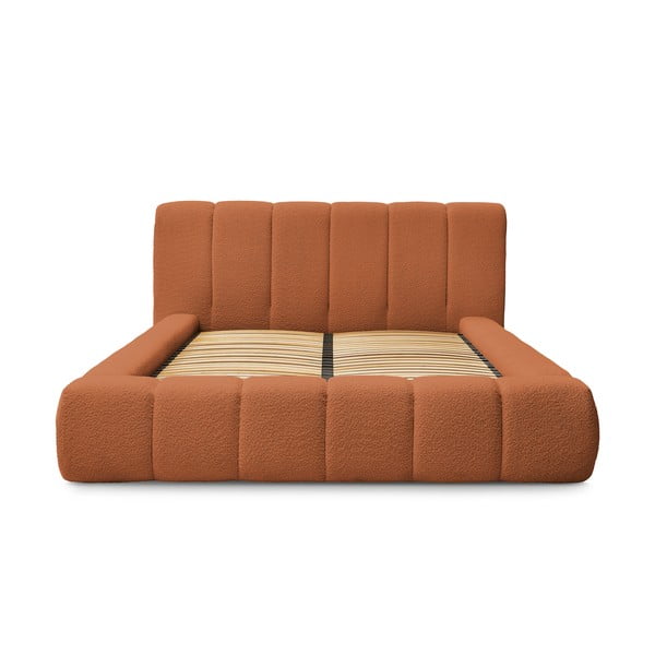 Oranž polsterdatud kaheinimesevoodi koos panipaiga ja voodipõhjaga 160x200 cm Denali - Bobochic Paris-image-3