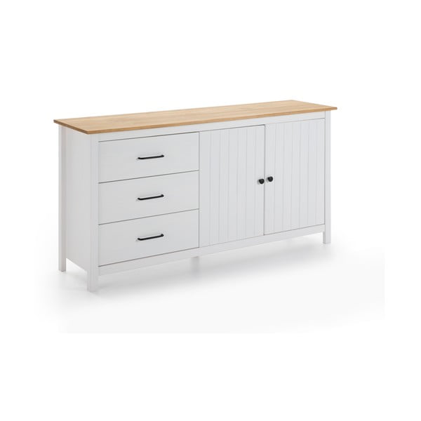 Valge männipuidust kapp 150x80 cm Miranda – Marckeric-image-2