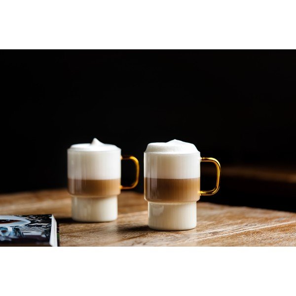Kollased klaasist kruusid cappuccino jaoks 2 tk komplektis 350 ml Livio - Vialli Design-image-3