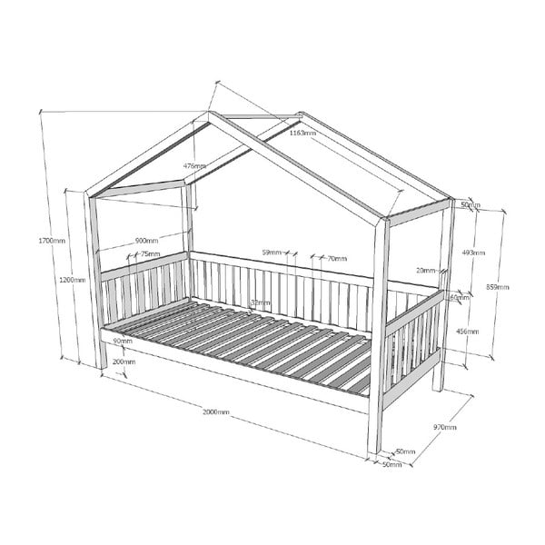 Antratsiit männi puidust lastevoodi 90x200 cm DALLAS - Vipack-image-4
