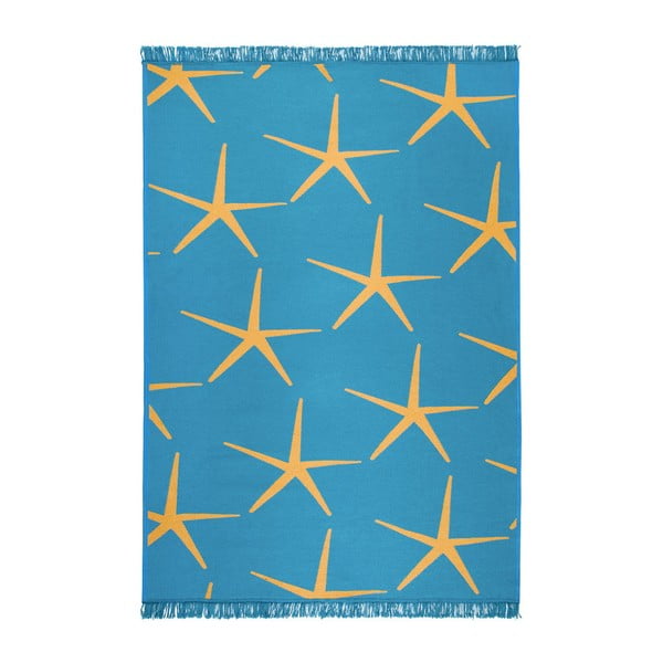Modro-žlutý oboustranný koberec Starfish, 80 x 150 cm