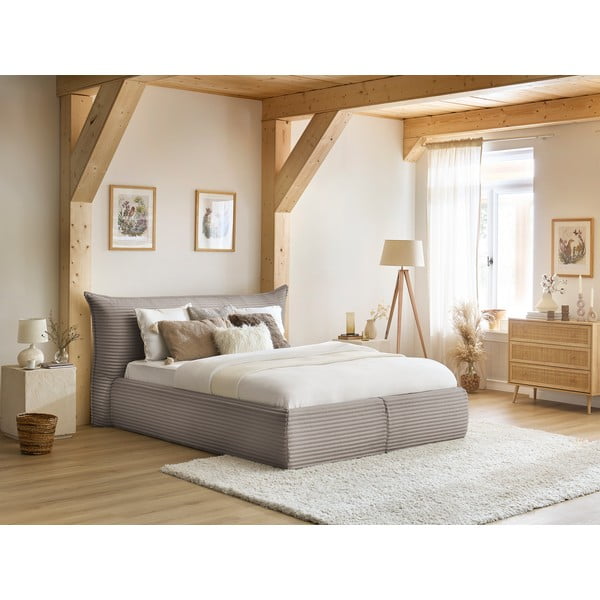 Beež polsterdatud kaheinimesevoodi koos voodipõhja ja panipaigaga 180x200 cm Jade - Bobochic Paris-image-1