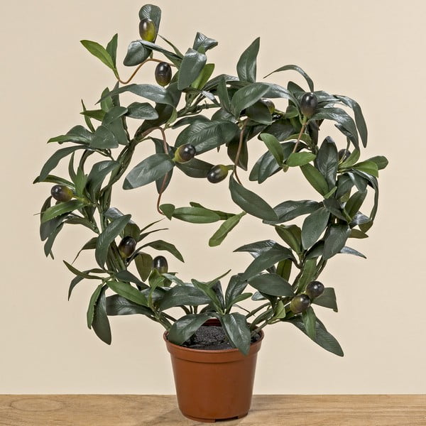 Umělý olivový věnec v květináči Boltze, 36 cm