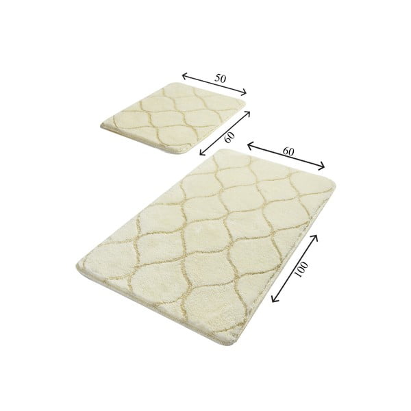 Komplekt 2 beeži ristkülikukujulise vannitoavaiba vaipa Wave - Foutastic-image-2