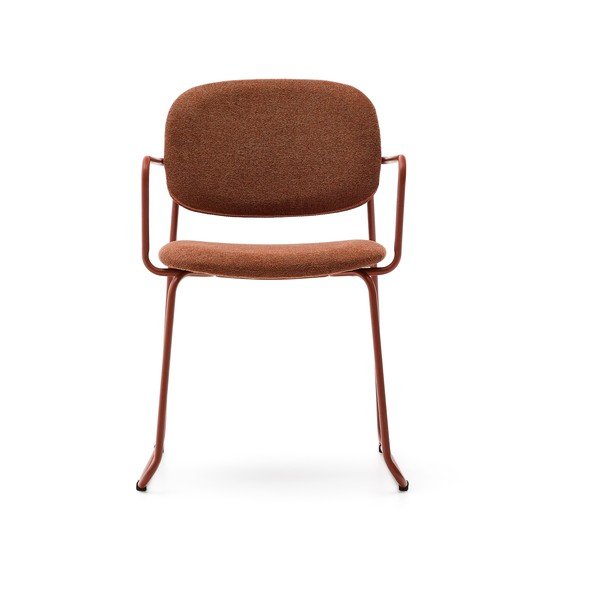 Terrakottapunane metallist söögitool käetugedega Meli - Kave Home-image-2