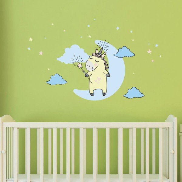 Sada nástěnných dětských samolepek Ambiance Unicorn in The Sky