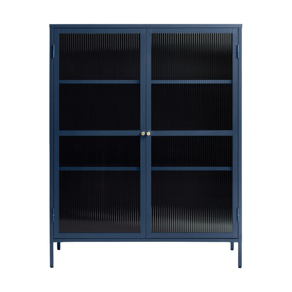 Sinine metallist vitriin Bronco, kõrgus 140 cm - Unique Furniture