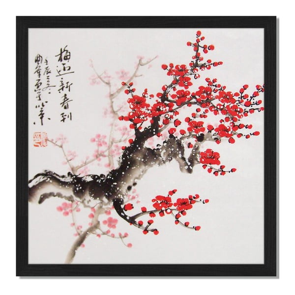 Obraz v rámu Liv Corday Asian Cherry Blossom, 40 x 40 cm
