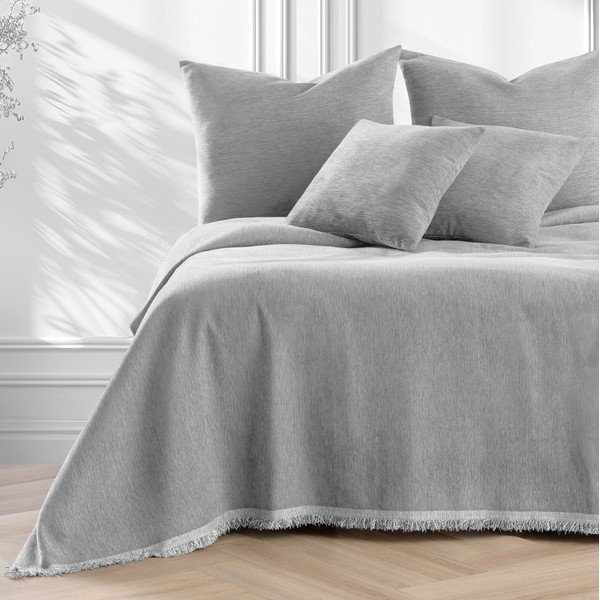 Helehall šenillist voodikate 220x240 cm Talo - Filumi-image-2