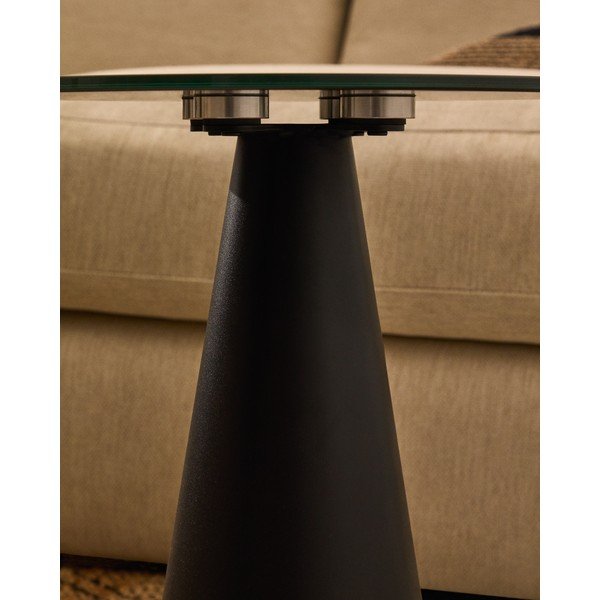 Ümmargune abilaud klaasist pealispinnaga ø 35 cm Wilshire - Kave Home-image-2