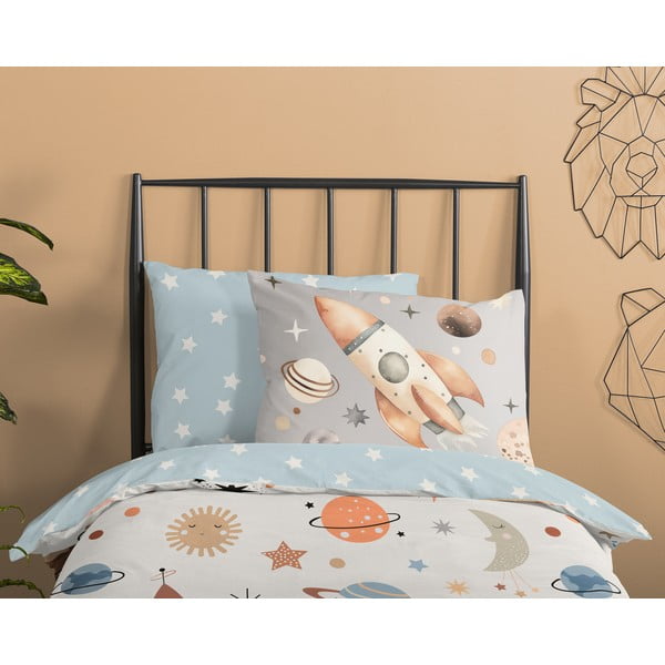 Sinine-beež puuvillane laste voodipesu üheinimesevoodile 140x200 cm Eclips - Good Morning-image-2