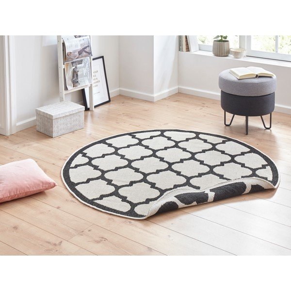 Must ja kreemjas õuevaip , ⌀ 200 cm Palermo - NORTHRUGS-image-1