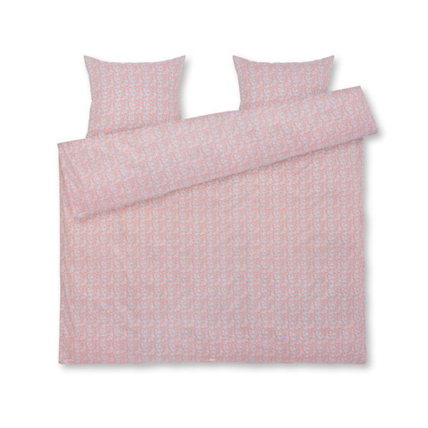 Helesinine-roosa puuvillasest satiinist kaheinimese voodileht 200x220 cm Pleasantly - JUNA
