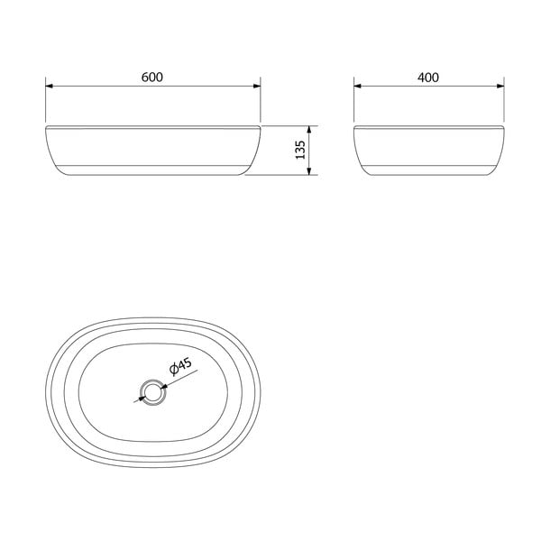 Must-sinine keraamiline valamu 60x40 cm Priori - Sapho-image-3