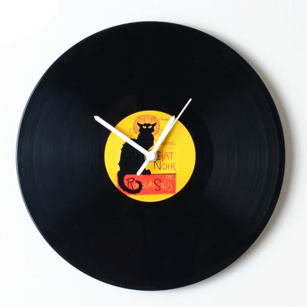 Vinylové hodiny Chat Noir