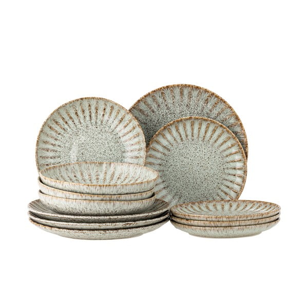 Kivikeraamikast õhtusöögikomplekt 12 osa Fleur - Bloomingville