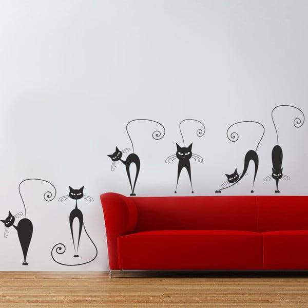 Samolepka na zeď Černé kočky, 70x50 cm