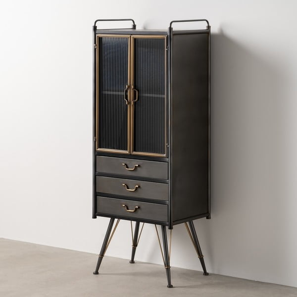 Must metallist vitriinkapp 58x150 cm Brick - Ixia-image-3