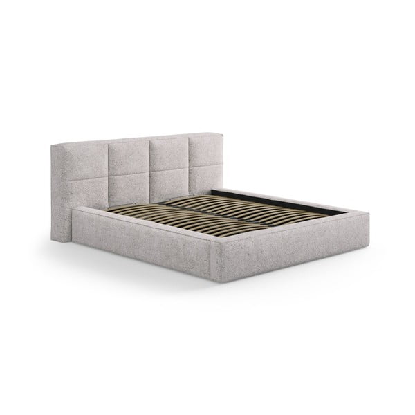 Beež polsterdatud kaheinimesevoodi koos panipaiga ja voodipõhjaga 160x200 cm Simon - Micadoni-image-4