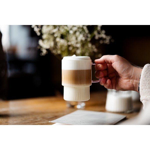 Roosad klaasist kruusid cappuccino jaoks 2 tk komplektis 350 ml Livio - Vialli Design-image-4