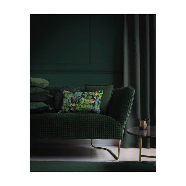 Ümmargune dekoratiivpadi sametkattega tumeroheline, ⌀ 35 cm - Velvet Atelier-image-1