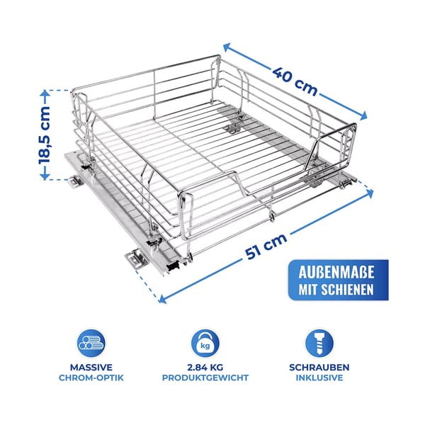 Slide roostevabast terasest väljatõmmatav riiul, 51 x 40 cm - Maximex-image-3