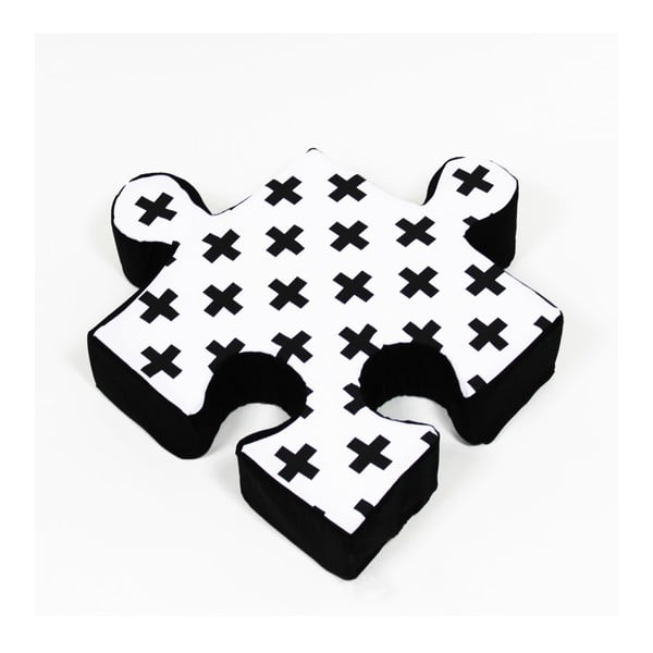 Černý polštářek Puzzle Cross