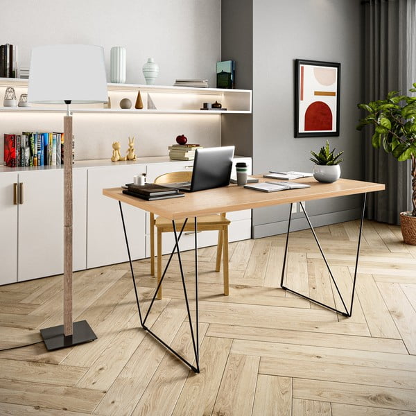 Tammepuidust töölaud mustade jalgadega , 140 x 75 cm Flow - TemaHome-image-1