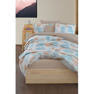 Sinakaspruun 4-osaline pikendatud voodipesu kaheinimesevoodile koos linaga 200x220 cm Magnolia - Mila Home