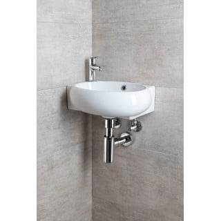 Valge nurgas keraamika väike vannitoa valamu  43x28,5 cm Ribera – Sapho