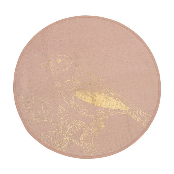 Růžový bavlněný koberec Bloomingville Birdie, ⌀ 90 cm