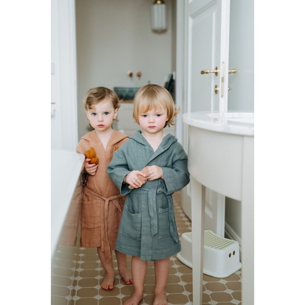 Laste sinine linane hommikumantel Nature, suurus 104 - 116 - Linen Tales-image-3