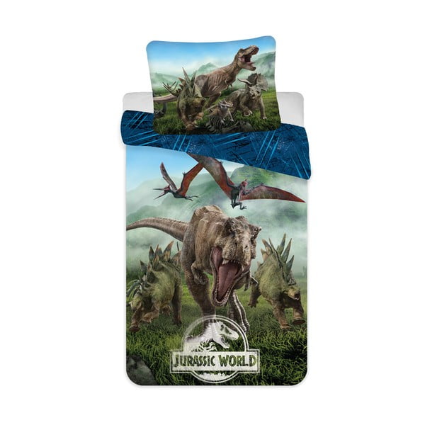 Laste puuvillane voodipesu Jurassic World Forest, 140 x 200 cm Jurský svět - Jerry Fabrics