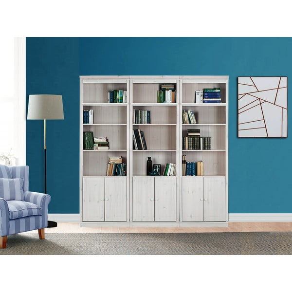 Valge männipuidust raamaturiiul 222x223 cm Anita - Støraa-image-2