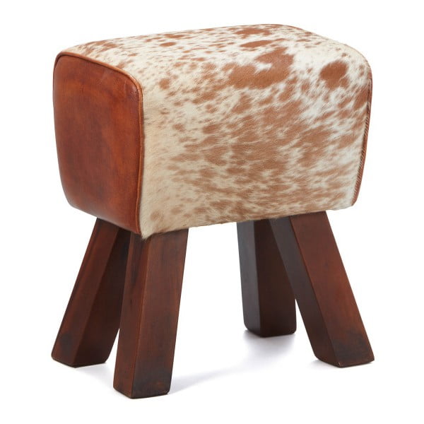 Stolička z masivního dřeva s koženým potahem Interlink Caldera