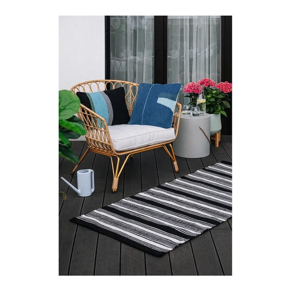 Must-valge kahepoolne õuevaip taaskasutatud plastist , 80 x 180 cm. Zambezi - Green Decore-image-2