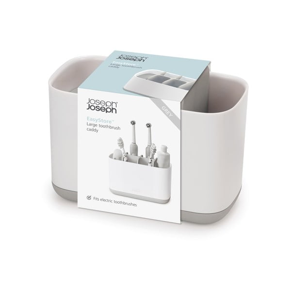 Valge/hall plastmass hambaharja alus EasyStore™ – Joseph Joseph-image-1