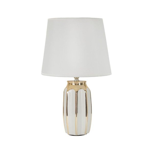 Valge/kuldne keraamiline laualamp tekstiilist varjuga (kõrgus 40,5 cm) Cassy - Mauro Ferretti