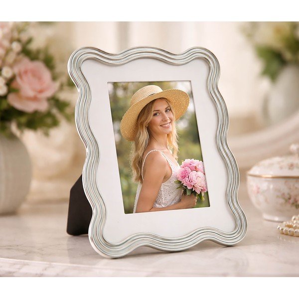 Helesinine/hõbedane metall/klaas seisuraam 17,5x22,5 cm Elizabeth - Mauro Ferretti-image-1