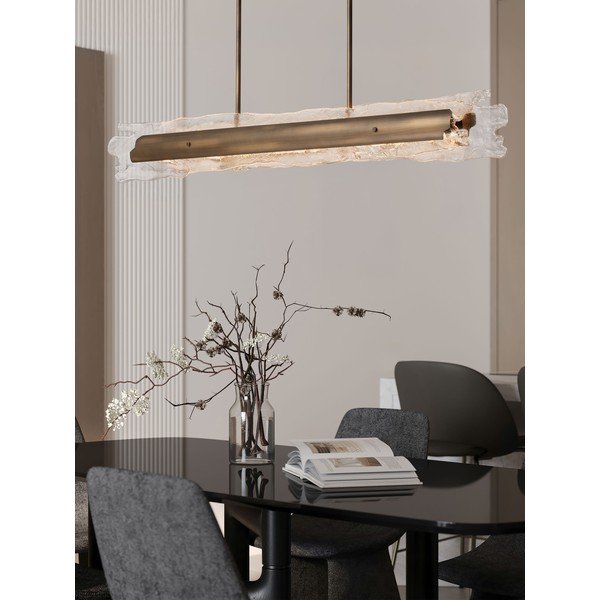 Terasest hämardatav LED-rippvalgusti messingivärvis klaasist varjundiga Velar - Nova Luce-image-1